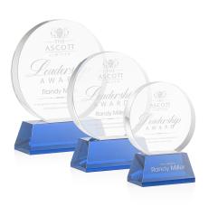 Glenwood Blue on Base Circle Crystal Award - Employee Awards