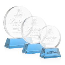 Glenwood Sky Blue on Base Circle Crystal Award - Employee Awards
