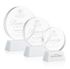 Glenwood White on Base Circle Crystal Award - Employee Awards