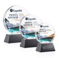 Glenwood Vividprint Black on Base Circle Crystal Award - Full Color Awards