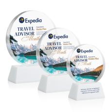 Glenwood Vividprint White on Base Circle Crystal Award - Full Color Awards