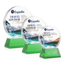 Glenwood Vividprint Green on Base Circle Crystal Award - Full Color Awards