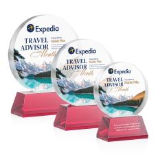 Glenwood Vividprint Red on Base Circle Crystal Award - Full Color Awards