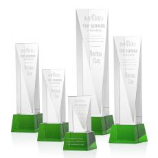 Easton Green on Base Obelisk Crystal Award - Glass Awards