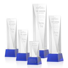 Easton Blue on Base Obelisk Crystal Award - Corporate Awards