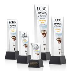 Easton Full Color Black on Base Obelisk Crystal Award - Crystal Pillar Awards