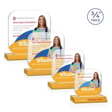 App Full Color Amber Crystal Award - Glass Awards