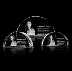 Cheltenham 3D Arch & Crescent Crystal Award - 3D Laser Engraved