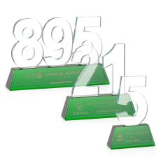 Milestone Optical Green Number Crystal Award - Glass Awards