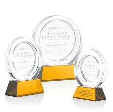 Templeton Amber on Base Circle Crystal Award - Glass Awards