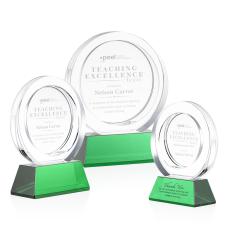 Templeton Green on Base Circle Crystal Award - Glass Awards