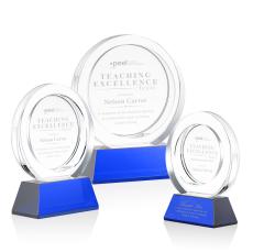 Templeton Blue on Base Circle Crystal Award - Glass Awards