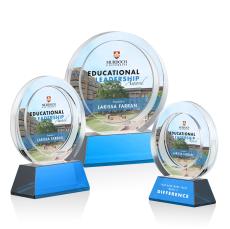 Templeton Full Color Sky Blue on Base Circle Crystal Award - Crystal Awards