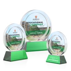 Templeton Full Color Green on Base Circle Crystal Award - Glass Awards