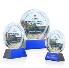 Templeton Full Color Blue on Base Circle Crystal Award - Glass Awards