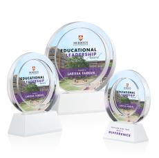 Templeton Full Color White on Base Circle Crystal Award - Crystal Awards
