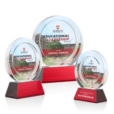 Templeton Full Color Red on Base Circle Crystal Award - Glass Awards