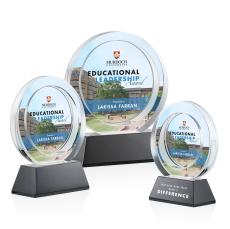 Templeton Full Color Black on Base Circle Crystal Award - Crystal Awards