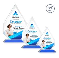 Hawthorne Full Color Blue Arch & Crescent Crystal Award - Corporate Awards