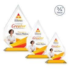 Hawthorne Full Color Amber Arch & Crescent Crystal Award - Full Color Awards