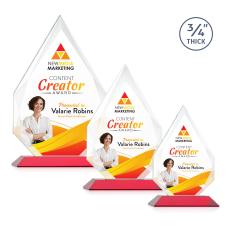 Hawthorne Full Color Red Arch & Crescent Crystal Award - Full Color Awards