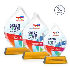 Worthington Full Color Amber on Newhaven Flame Crystal Award - Full Color Awards