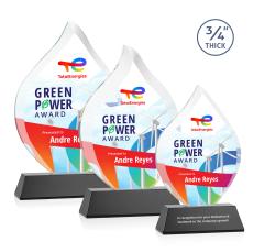 Worthington Full Color Black on Newhaven Flame Crystal Award - Full Color Awards