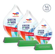 Worthington Full Color Green on Newhaven Flame Crystal Award - Corporate Awards