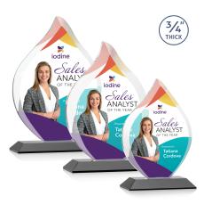 Worthington Full Color Black Flame Crystal Award - Corporate Awards