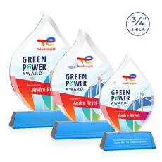 Worthington Full Color Sky Blue on Newhaven Flame Crystal Award - Corporate Awards