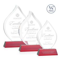 Worthington Red on Newhaven Base Flame Crystal Award - Crystal Awards