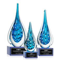 Worchester Blue on Hancock Base Glass Award - Art Glass Awards