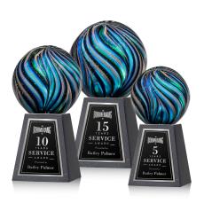 Malton Spheres on Tall Marble Base Award - Glass Awards