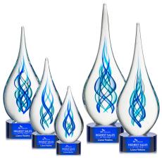 Warrington on Paragon Base - Blue - Art Glass Awards
