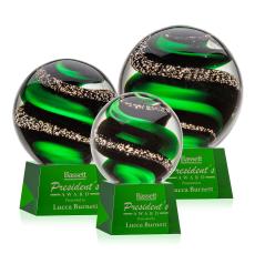 Zodiac Green on Robson Base Spheres Glass Award - Modern Awards