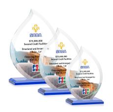 Nestor Full Color Blue Flame Crystal Award - Glass Awards
