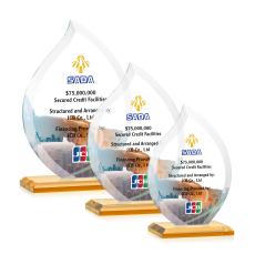 Nestor Full Color Amber Flame Crystal Award - Glass Awards