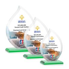 Nestor Full Color Green Flame Crystal Award - Glass Awards