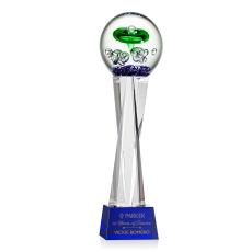Aquarius Blue on Grafton Base Spheres Glass Award - Modern Awards