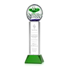Aquarius Green on Stowe Base Spheres Glass Award - Glass Awards