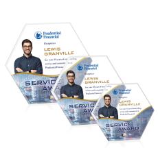 Polaris Hexagon Full Color Gold Acrylic Award - Full Color Awards