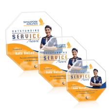 Polaris Octagon Full Color Gold Acrylic Award - Corporate Awards