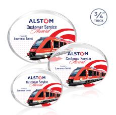 Mosaic Oval Full Color Gold Circle Acrylic Award - Corporate Awards