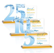 Hazelton Full Color Amber Crystal Award - Corporate Awards