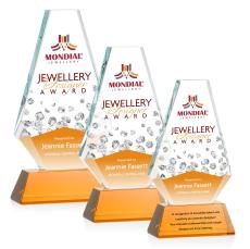 Kingsley Full Color Amber on Newhaven Base Crystal Award - Glass Awards