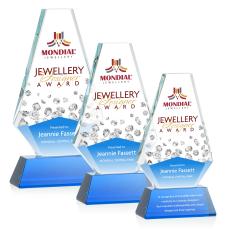 Kingsley Full Color Blue on Newhaven Base Crystal Award - Glass Awards