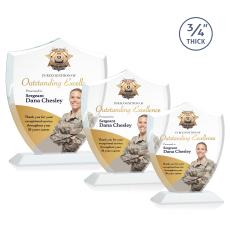 Scudo Shield Full Color White Abstract / Misc Crystal Award - Crystal Awards