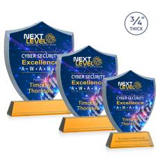 Scudo Shield Full Color Amber on Newhaven Abstract / Misc Crystal Award - Crystal Awards