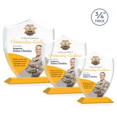 Scudo Shield Full Color Amber Abstract / Misc Crystal Award - Crystal Awards