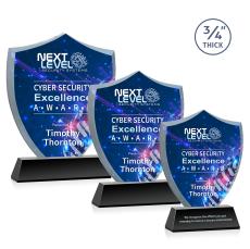 Scudo Shield Full Color Black on Newhaven Abstract / Misc Crystal Award - Award Shapes
